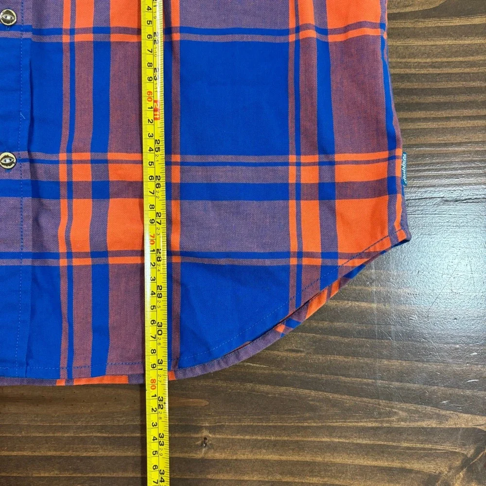 Chubbies Wanderers Club Mens XL Plaid Button Down Shirt Blue Orange Bigfoot - Picture 10 of 10